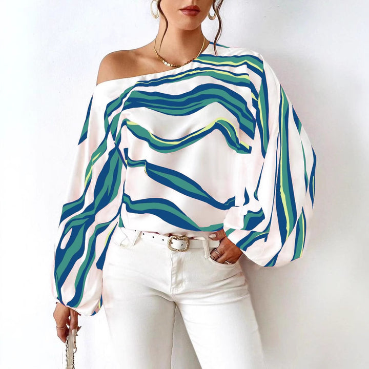 Dame asymmetrisk oversized top med usædvanligt stribemønster Stilla