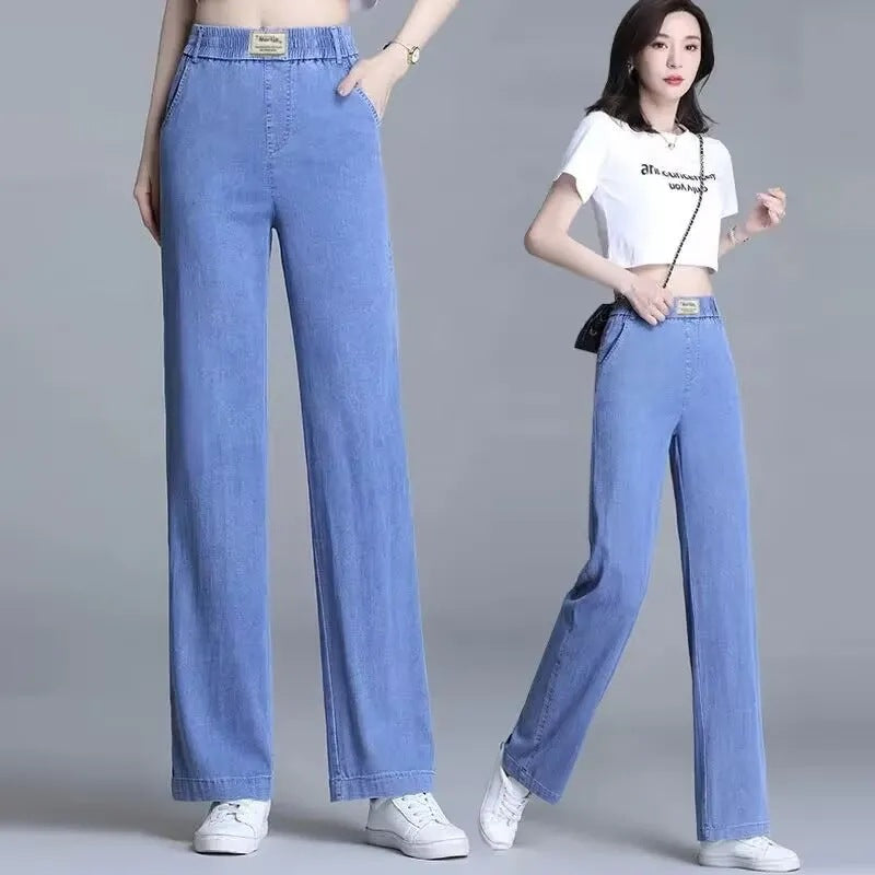 Kvinders løse jeans med elastisk talje og praktiske lommer Skovae