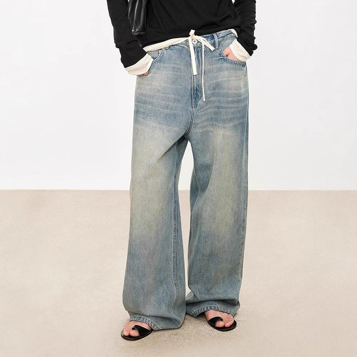Dame vidde Bootcut-jeans med elastisk bånd og fine detaljer Stilla