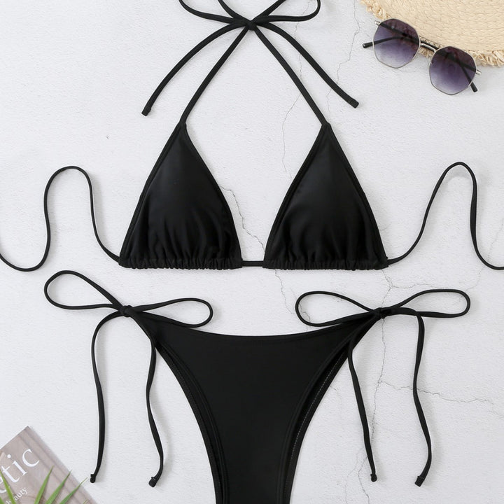 Dame Triangel-Bikini-Sæt med justerbare stropper og høj benudskæring Skovae