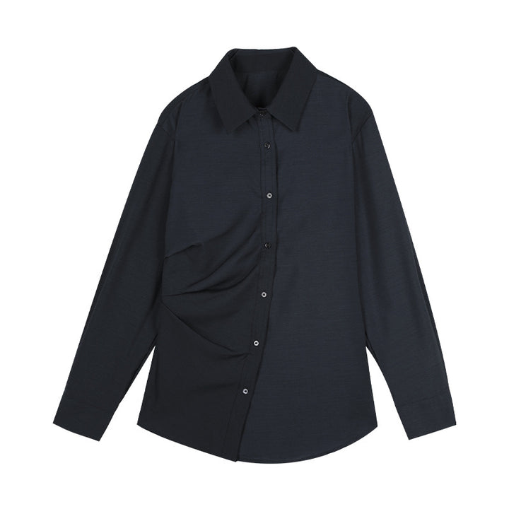 Dame langærmet bluse med innovativ rynkning og elegante knapdetaljer Stilla