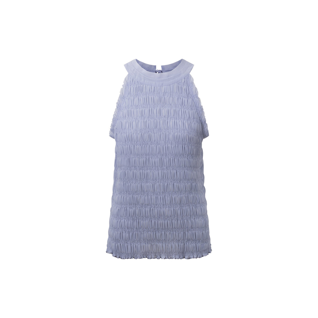 Dame elegant top med smocket look og feminine detaljer Stilla