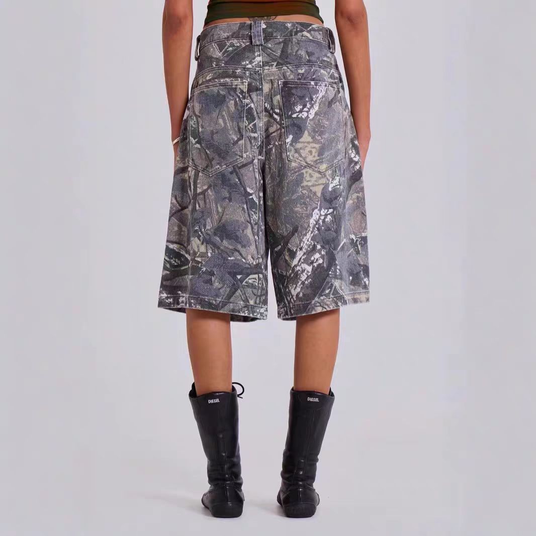 Damernes Stilfulde Camouflage Cargo Shorts Stilla