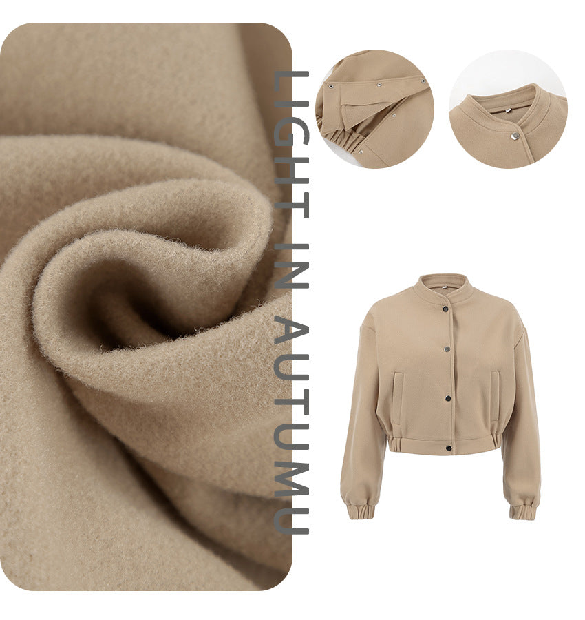 Dame Oversized Fleece-Jakke med klassisk krave og knapdetaljer Stilla