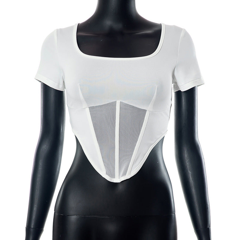 Femme Sculpting Mesh-Panel Top Stilla