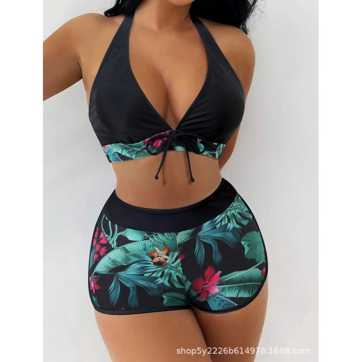 Dame Højhalset Bikini med legesygt Blomsterprint Skovae