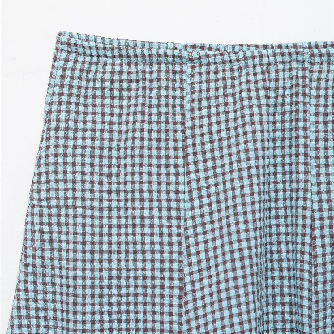 Dame skater Gingham-nederdel med plissering Skovae