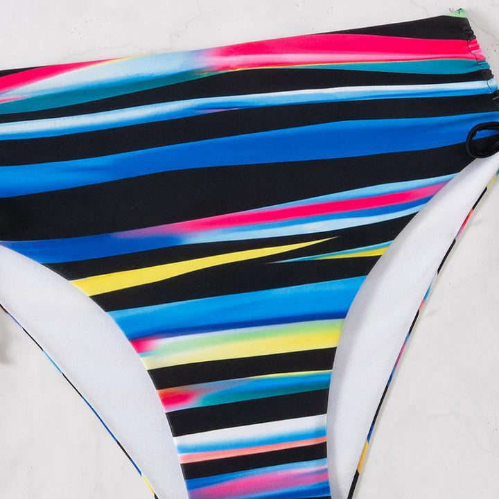 Dame bikini sæt med fristende bandeau top og højt skårede bukser Skovae