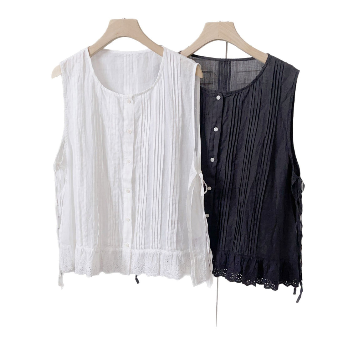 Femme Elegante Faldende Ærmeløs Bluse Stilla