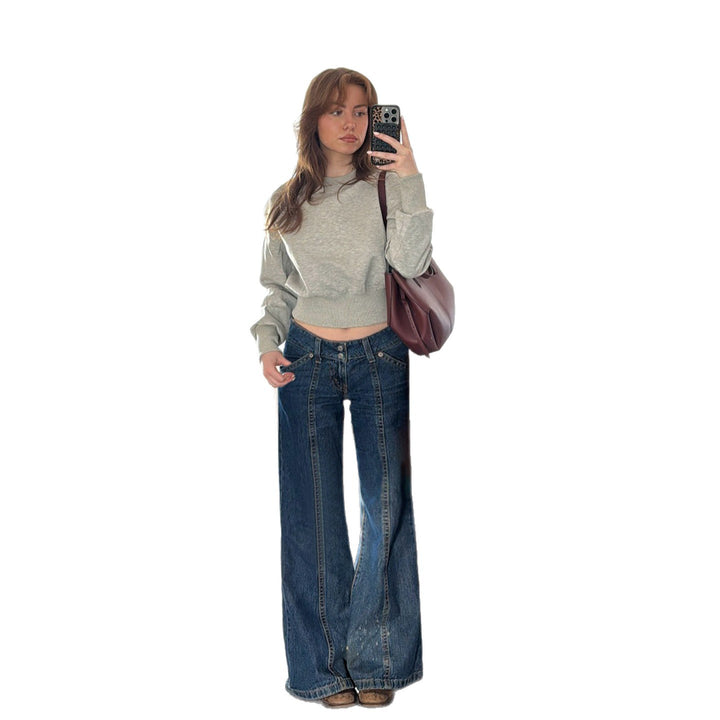Dame brede jeans med høj talje og moderne snit Skovae