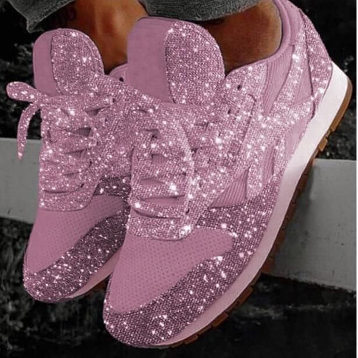 Dame Glitrende Sneakers med åndbar mesh-overflade og ergonomisk fodseng Stilla