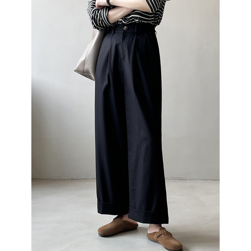 Dame bred Culotte-bukser med høj talje og elegante plissé-detaljer Stilla