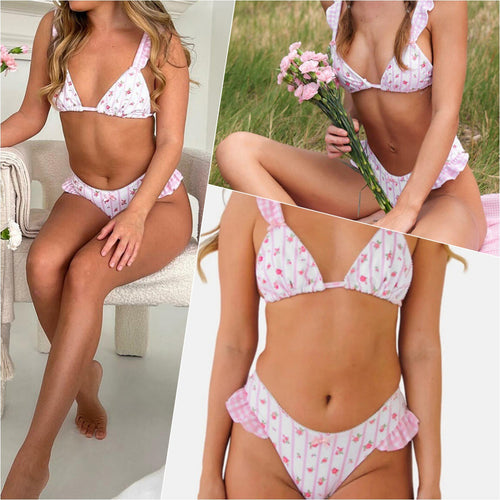 Dame Floral Triangle Bikini Sæt Stilla 1750839044
