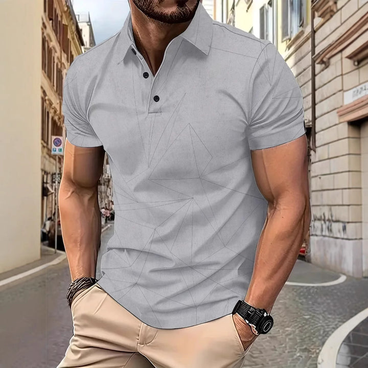 Herrer poloshirt med kreativt geometrisk design og moderigtigt krave Stilla