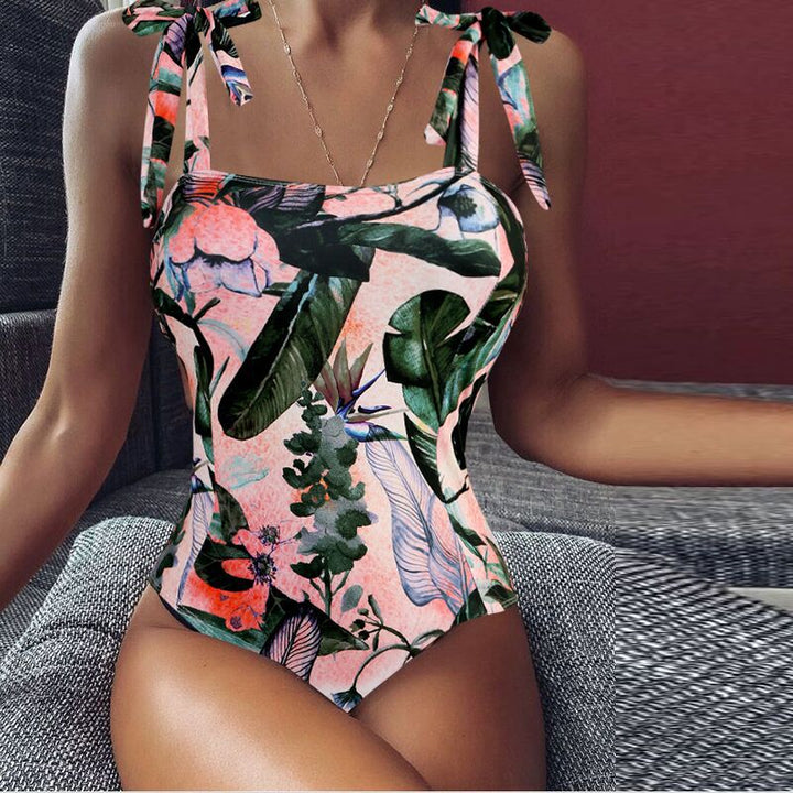Dame Justerbar Blomst-bade-dragt med Tie-Front Stilla