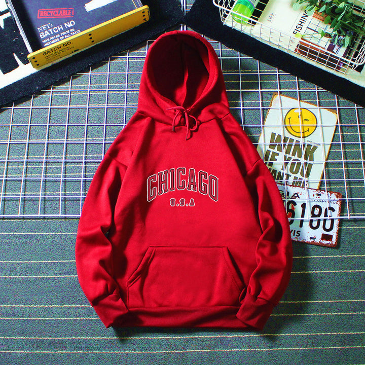 Dame hoodie med urban Chicago print Skovae