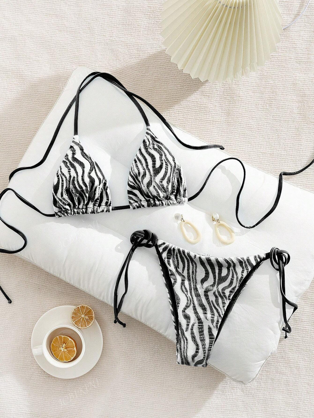 Dame Triangel-Bikini med stilfulde knudedetaljer Skovae