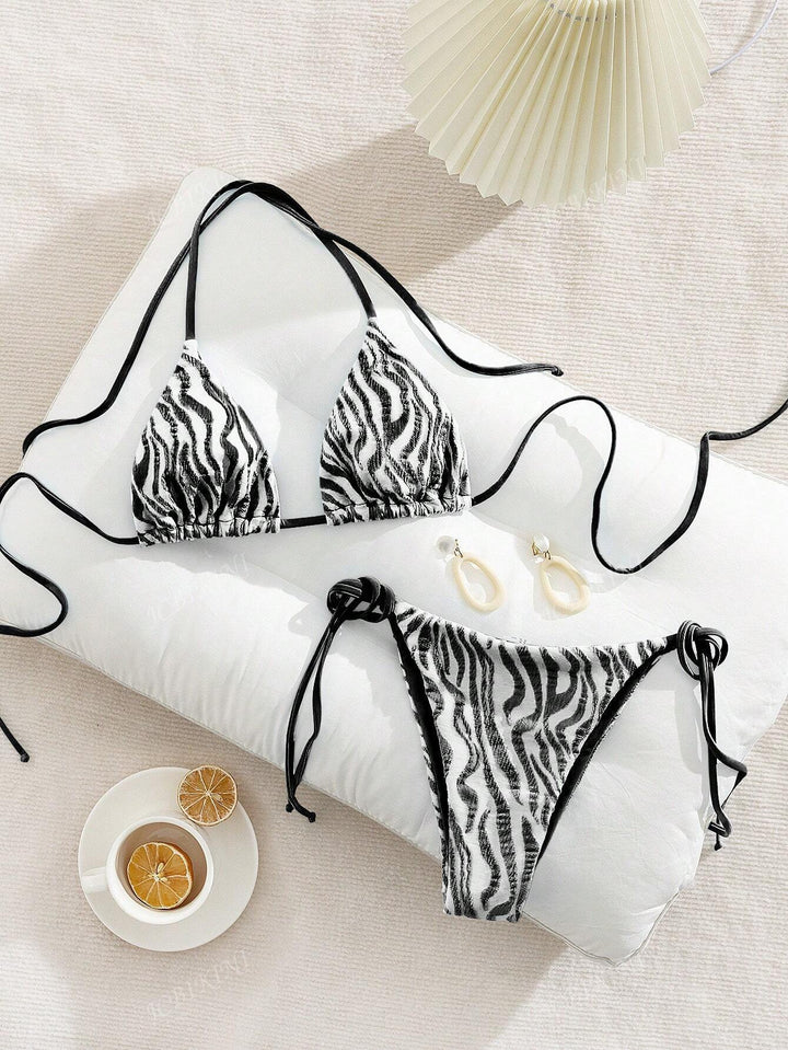Dame Triangel-Bikini med stilfulde knudedetaljer Skovae