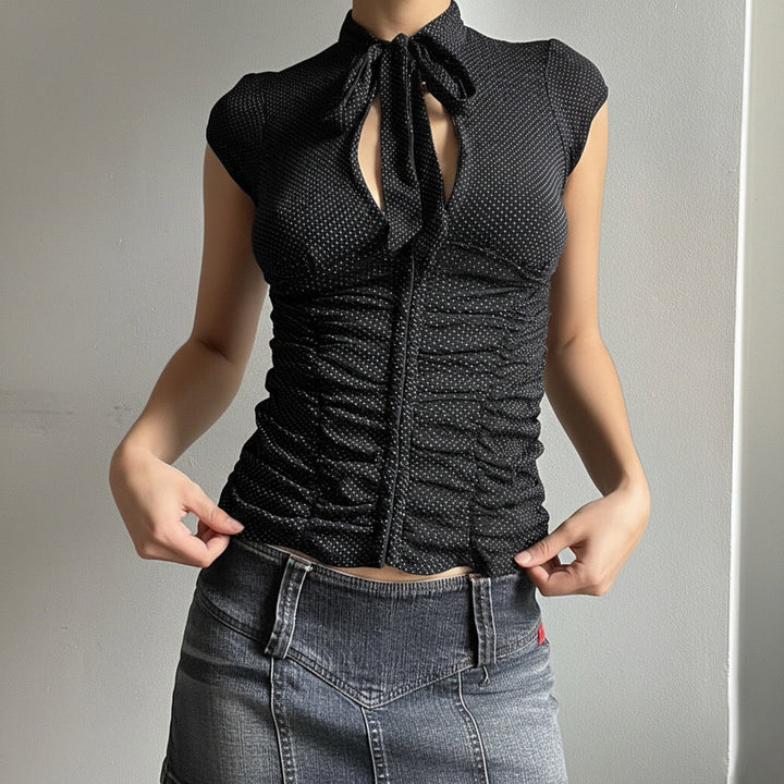 Damer Elegant Ruffle shirt med flot bånd Skovae