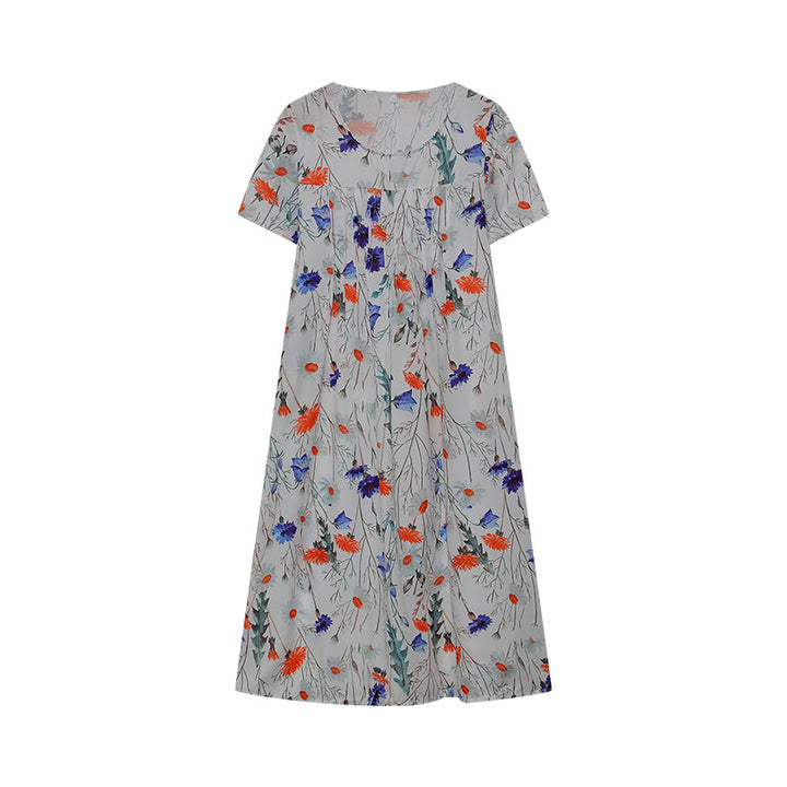 Dame blomsterkjole midi med plisseret design Stilla