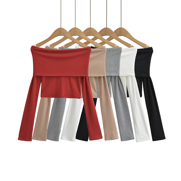 Dame Off-Shoulder Crop-Top med lange ærmer og elegant snit Stilla