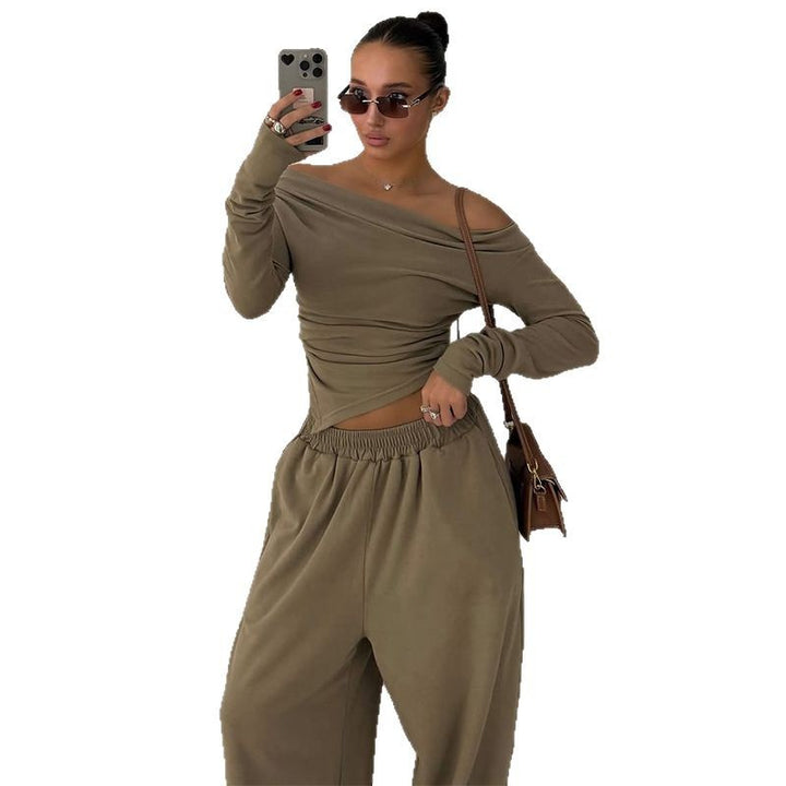 Dame Casual Lounge-sæt med off-shoulder top og bred bukseben Stilla