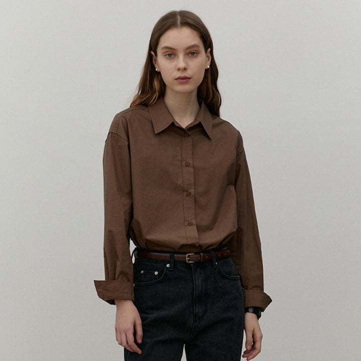 Damer Klassisk Langærmet Bluse med minimalistiske Knapdetaljer og afslappet Snit Stilla