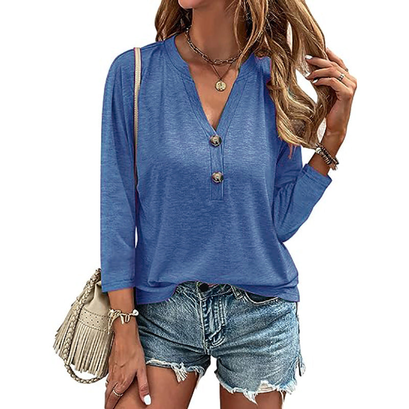 Dame Casual Longsleeve med knapdetaljer Stilla