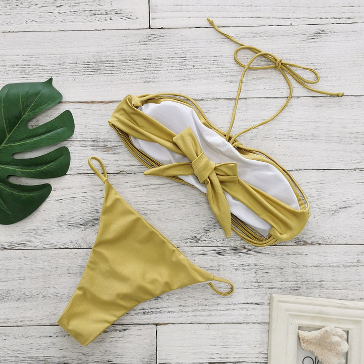 Dame Bikini-sæt med innovativ snøredesign og elastiske stropper Stilla