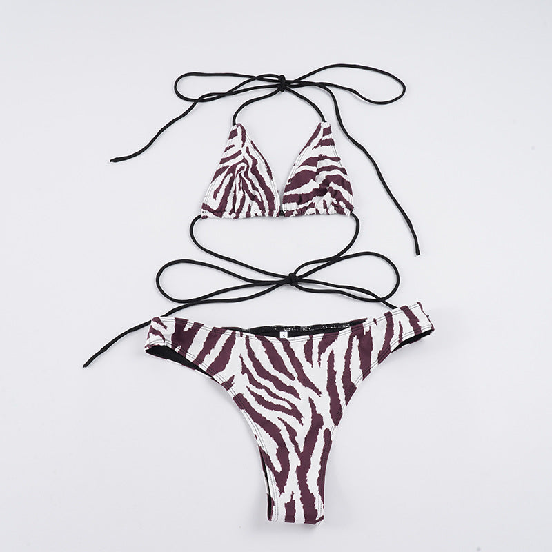 Damen Bikini Set im stylischen Zebra-Design mit verstellbaren Trägern Skovae