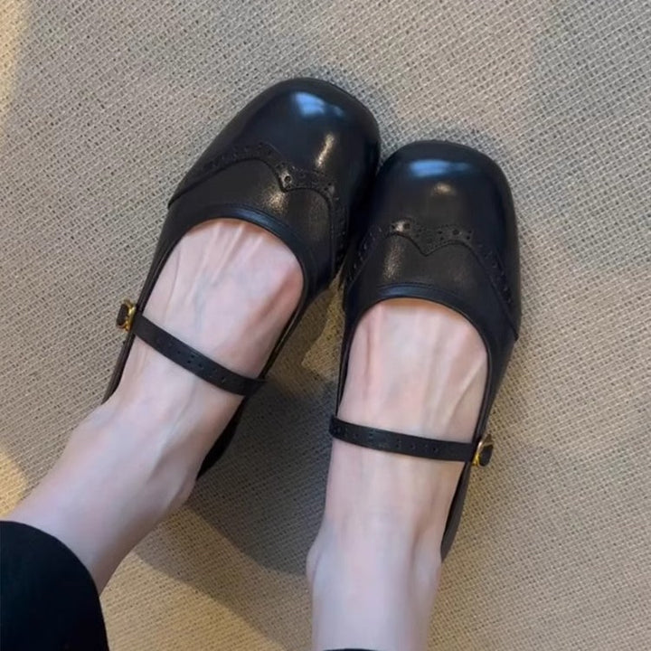 Dame elegante Mary Jane Ballerinas med dekorativt remdetail Stilla