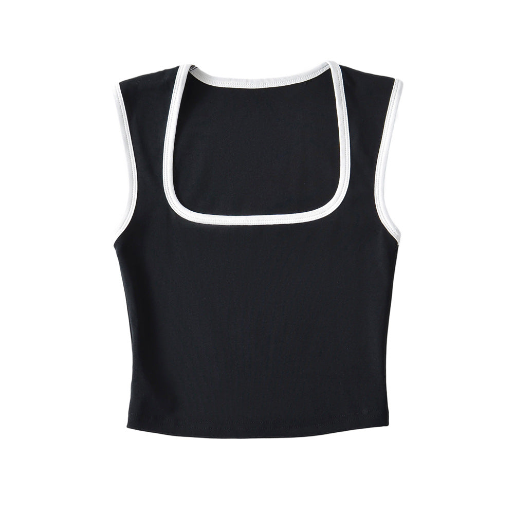 Dame Crop-Top med firkantet udskæring og smalle stropper Stilla