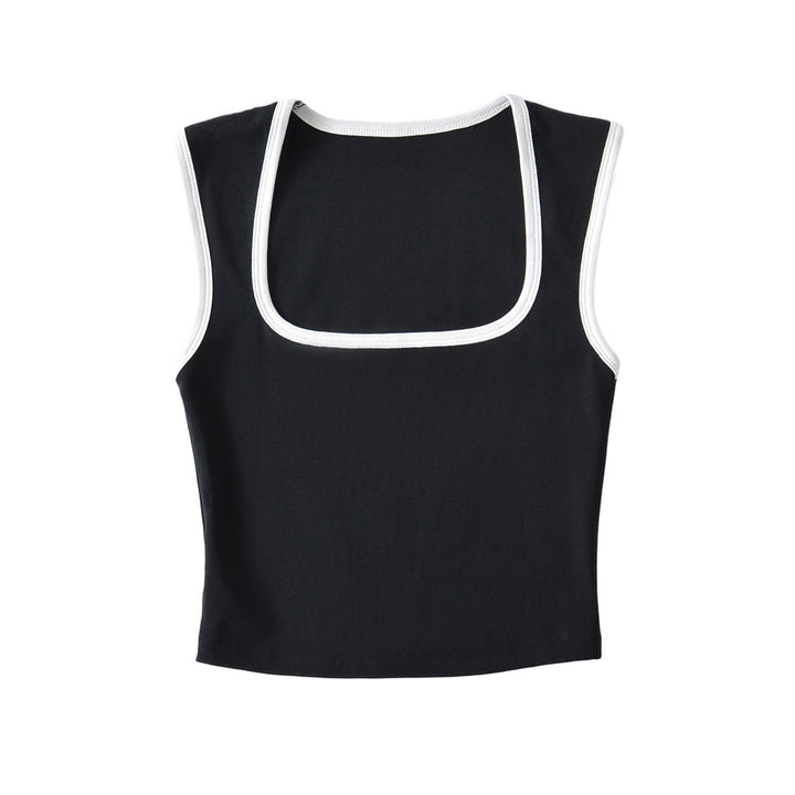 Dame Crop-Top med firkantet udskæring og smalle stropper Stilla
