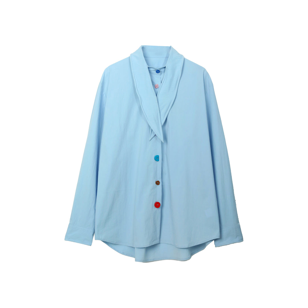 Dame mode bluse med farverige knapper Stilla