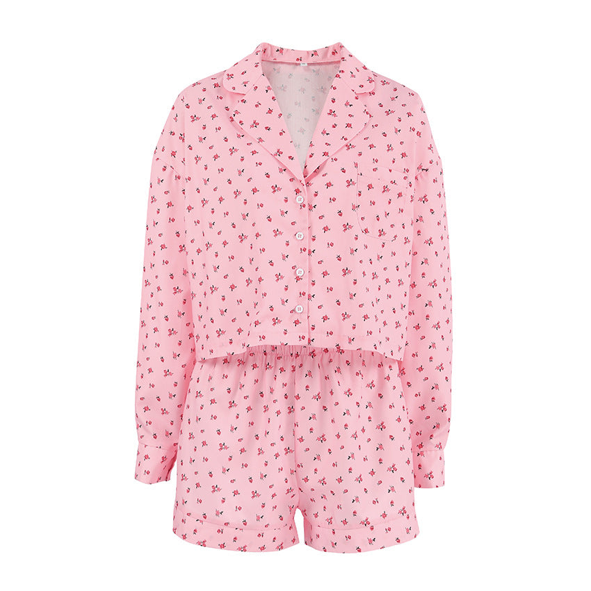Dame pyjamasæt med blomsterprint og løs pasform Stilla