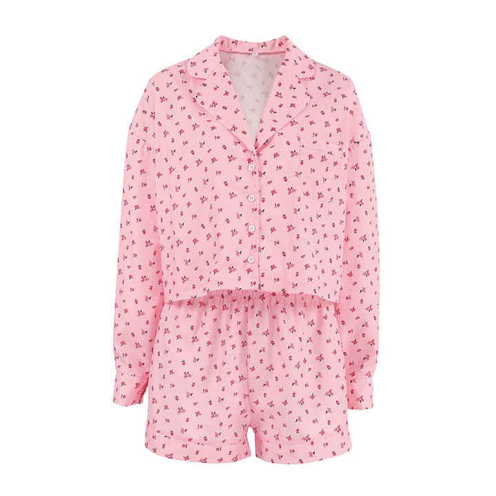 Dame pyjamasæt med blomsterprint og løs pasform Stilla