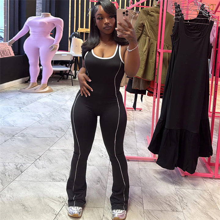 Dame Sporty Jumpsuit med tætsiddende snit og kontrasterende syninger Stilla