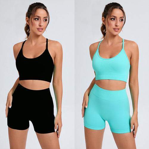 Damer Sporty Crop-Top og Shorts-Sæt Stilla