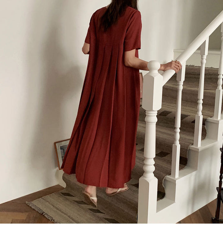 Dame Plissé-Maxikjole med vidde snit og elegante detaljer Stilla