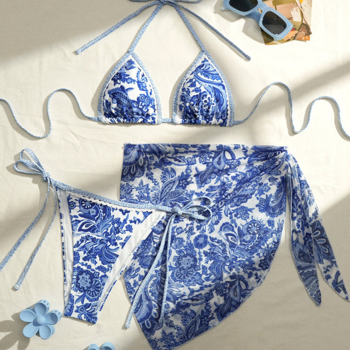 Dame Triangel-Bikini med blomsterdesign Skovae