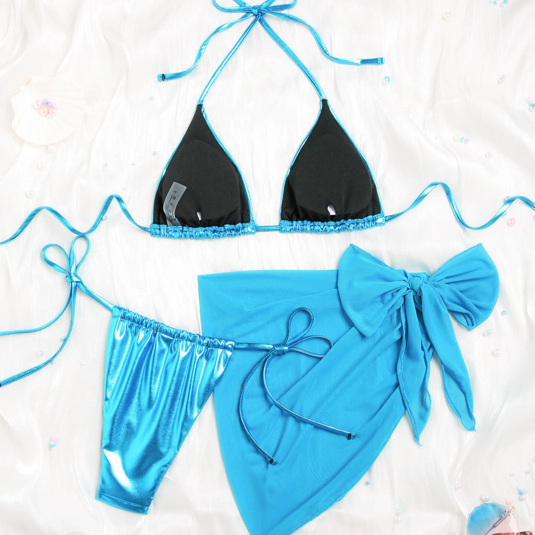Dame Badetøj-Sæt med glitrende Triangel-Bikini og elegant Mini-Bikini-Rør Stilla