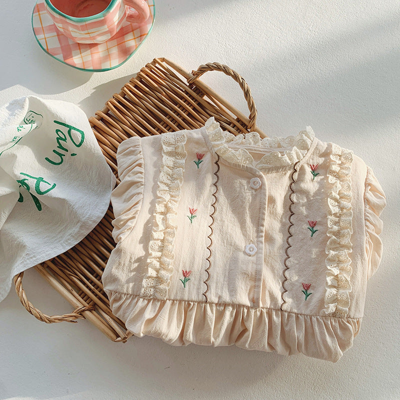 Pige vintage-inspireret floral broderet kjole Stilla