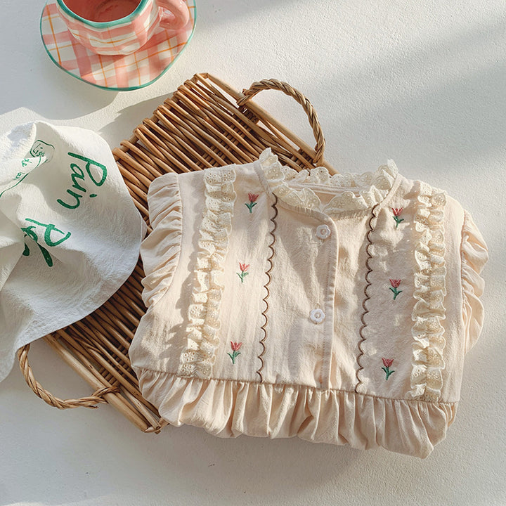 Pige vintage-inspireret floral broderet kjole Stilla