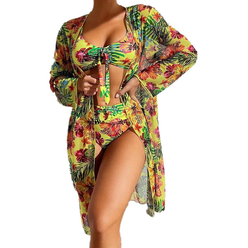 Dame Strandkimono med blomsterdesign og sidelængde Stilla