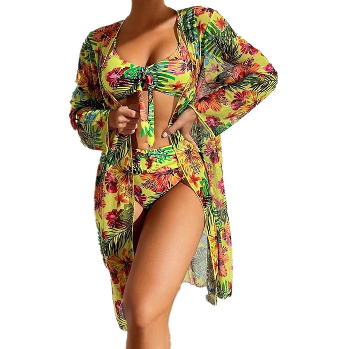 Dame Strandkimono med blomsterdesign og sidelængde Stilla