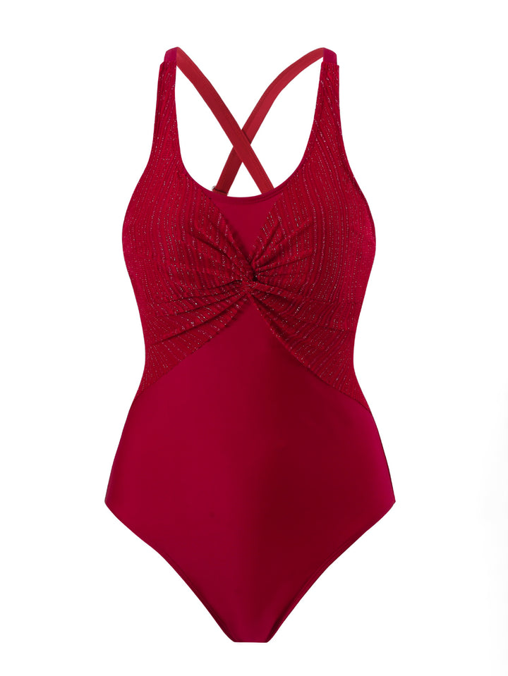 Dame one-piece badedragt med raffineret indpakningsdesign og stilige spaghetti-stropper Skovae