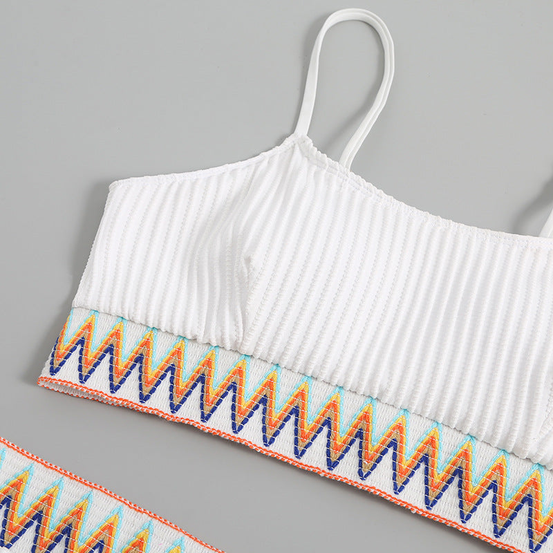 Dame integreret bikini sæt med geometrisk mønster Skovae