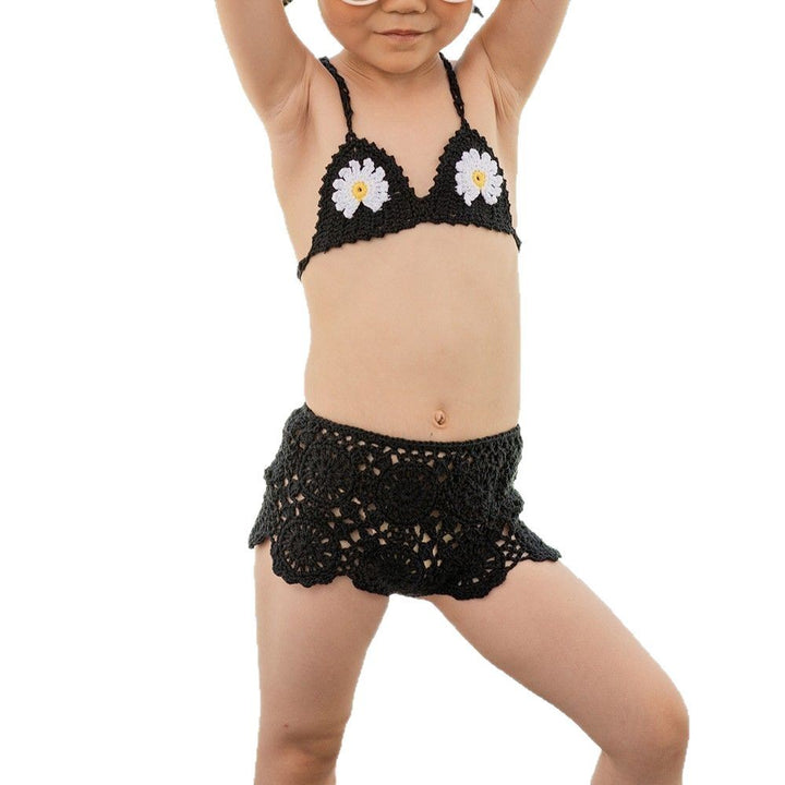 Dame hæklet bikini-sæt med florale applikationer og legende design Stilla