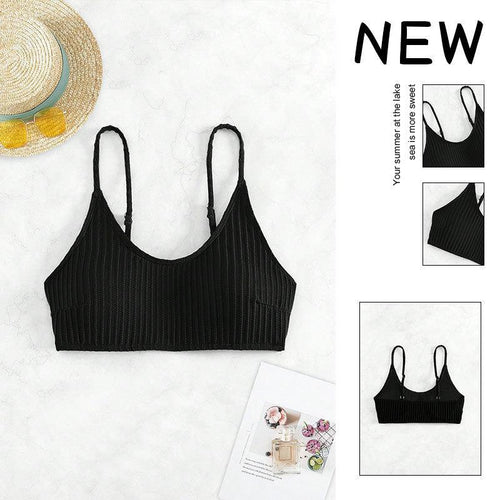 Dame Sport-Bikinioberteil med elegant ribdesign og smalle stropper Stilla