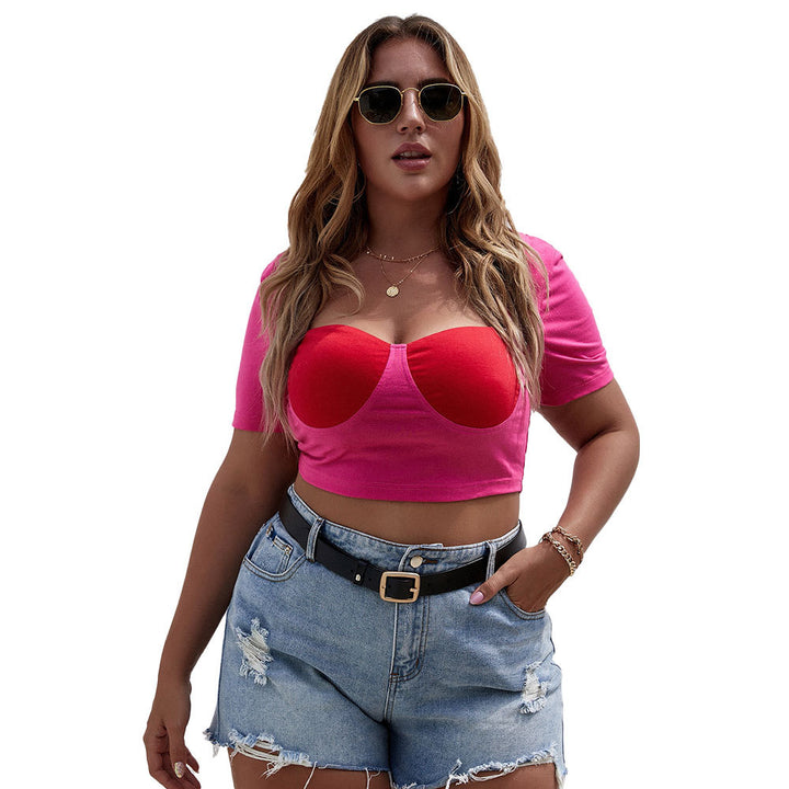 Dame Cropped Top med raffineret bustier-design og korte ærmer Skovae